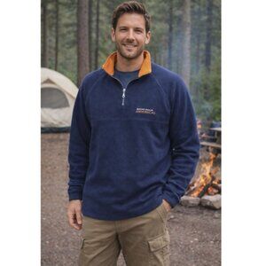 Perry Ellis Men's Navy Blue America Pullover Fleece Jacket